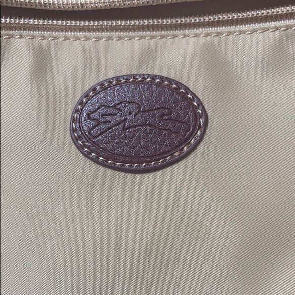 VTG Longchamp Cream and Brown Cosmetic Bag Set with Leather Accents - Picture 3 of 8